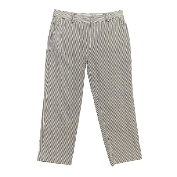 LOFT Pants Womens 8 Pinstripe Riviera SLIM Seersucker Stripe Mid Rise Cropped - Picture 1 of 12